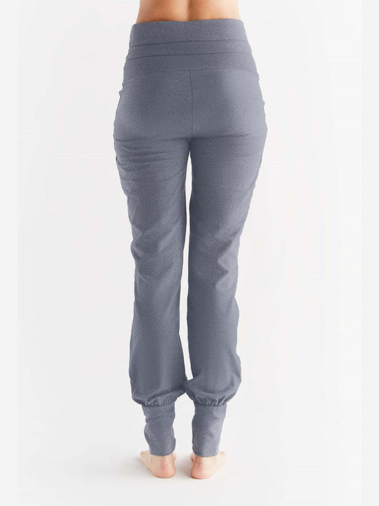 Leela Cotton 1811-02 | Damen Yogahose mit Umschlagbund - Navy-Melange Exklusivangebot