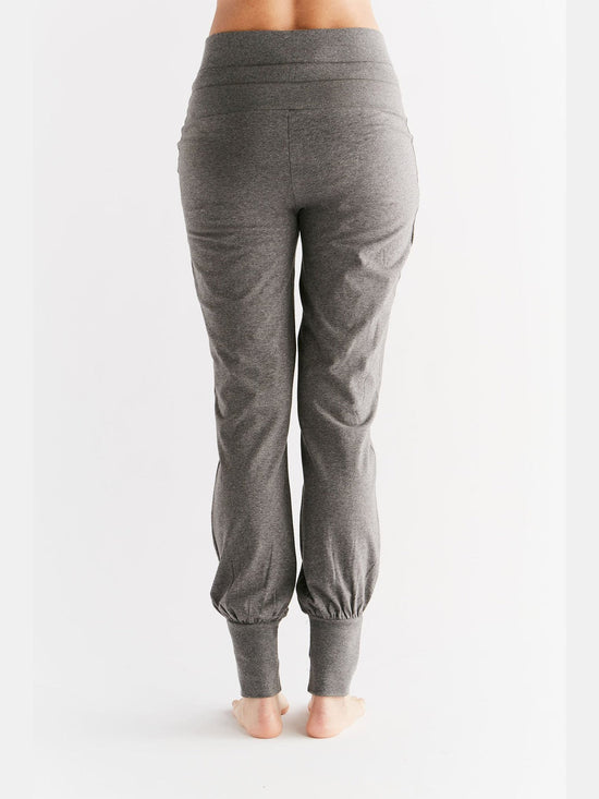 Leela Cotton 1811-01 | Damen Yogahose mit Umschlagbund - Anthrazit-Melange Preisnachlass