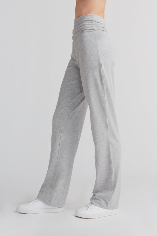 Leela Cotton 1726-047 | Damen Hose mit Umschlagbund - Grau-Melange Black Friday