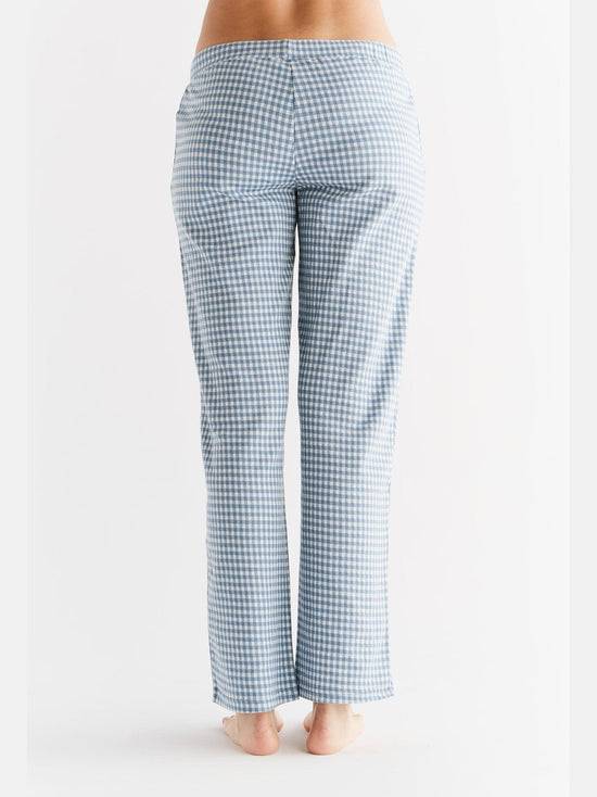 Leela Cotton 1455-03 | Damen Homewear-Hose kariert - Denimblau-Natur Cyber Monday