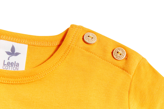 Leela Cotton 2060O | Baby Basic Langarmshirt - Sonnengelb Neueste Mode
