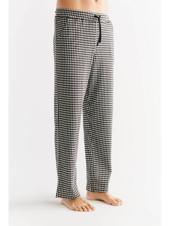Leela Cotton 2455-01 | Herren Homewear Hose kariert - Schwarz/Grau/Natur Große Rabatte
