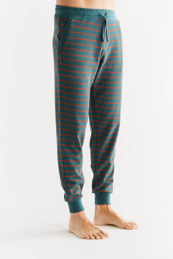 Leela Cotton 2454-051 | Waffel Strick Herrenhose - Tanne/Tabasco Kauf eins, bekomm eins gratis