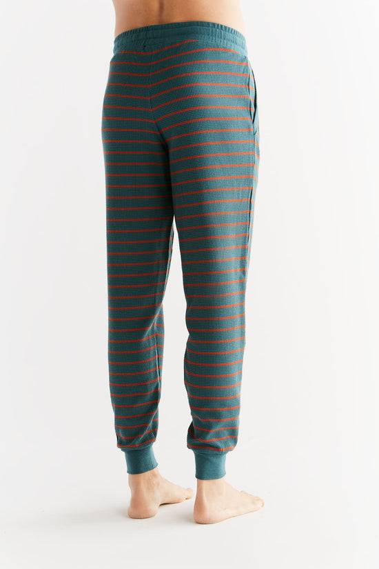 Leela Cotton 2454-051 | Waffel Strick Herrenhose - Tanne/Tabasco Kauf eins, bekomm eins gratis