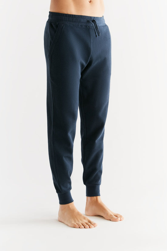 Leela Cotton 2454-061 | Waffel Strick Herrenhose - Indigo Tägliche Deals
