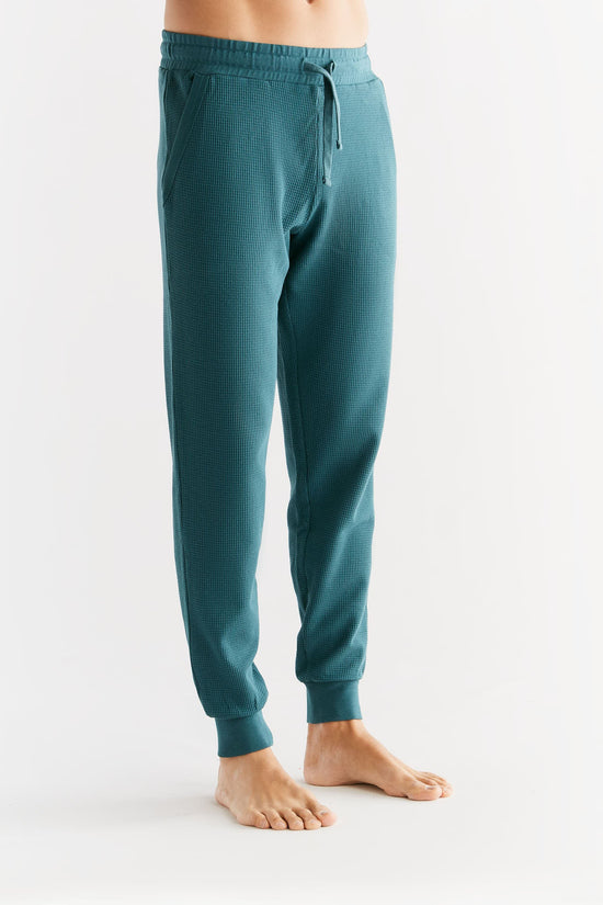 Leela Cotton 2454-063 | Waffel Strick Herrenhose - Tanne Sonderangebote