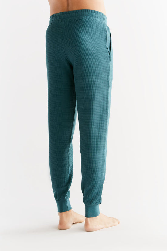 Leela Cotton 2454-063 | Waffel Strick Herrenhose - Tanne Sonderangebote