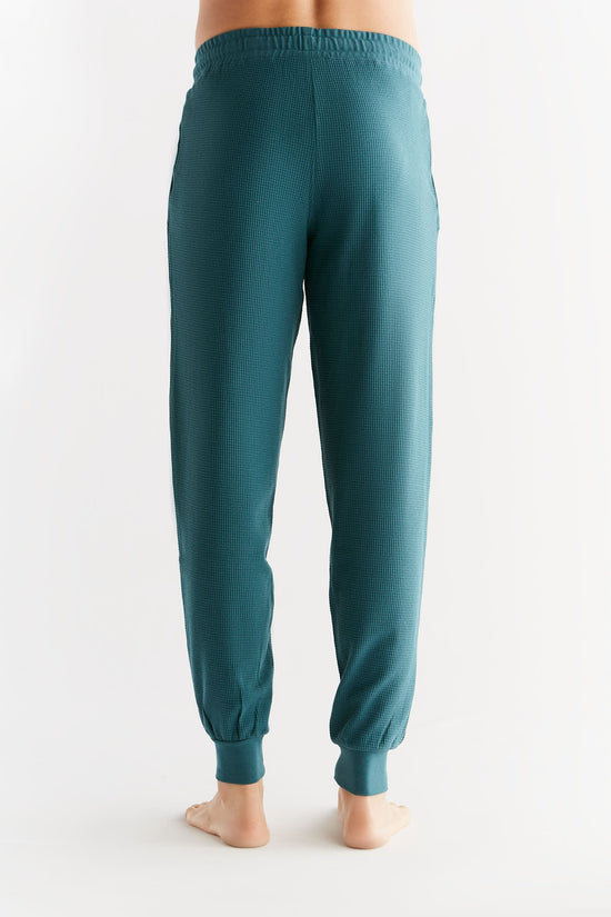 Leela Cotton 2454-063 | Waffel Strick Herrenhose - Tanne Sonderangebote