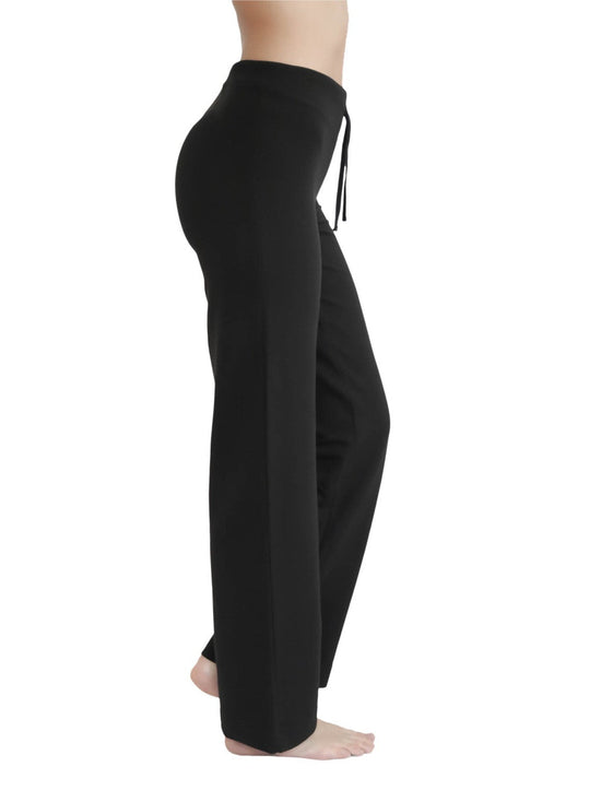 Leela Cotton 4207S | Damen Yogahose mit Rippbund - Schwarz Tiefpreis
