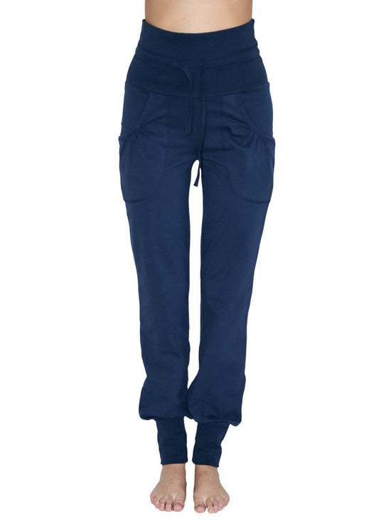 Leela Cotton 4082NV | Damen Yogahose mit Umschlagbund - Navy Super Sparpreis