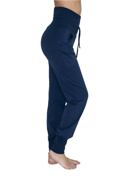 Leela Cotton 4082NV | Damen Yogahose mit Umschlagbund - Navy Super Sparpreis