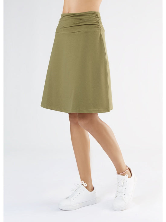Leela Cotton 1418-041 | Rock A-Linie mit Komfortbund - Oliv Bis zu 65% Rabatt