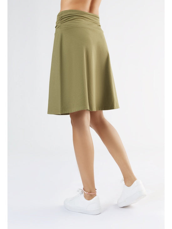 Leela Cotton 1418-041 | Rock A-Linie mit Komfortbund - Oliv Bis zu 65% Rabatt