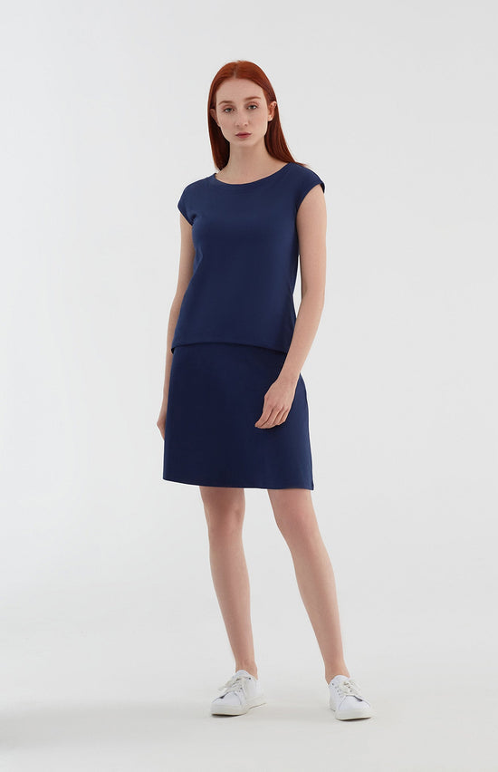 Leela Cotton 1418-02 | Rock A-Linie mit Komfortbund - Admiralblau Sonderangebot der Fabrik