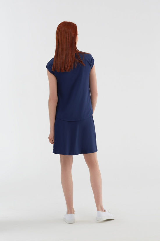 Leela Cotton 1418-02 | Rock A-Linie mit Komfortbund - Admiralblau Sonderangebot der Fabrik
