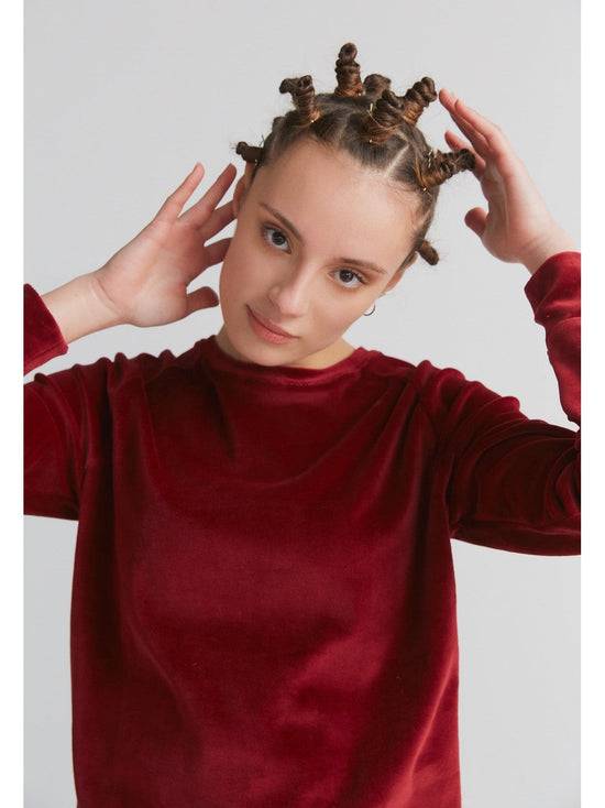 Leela Cotton 1277-030 | Damen Nickysweatshirt - Bordeaux Discount Store für neue Produkte
