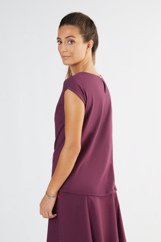 Leela Cotton 1261-028 | Damen Blusen-Shirt - Aubergine Nur noch ein Tag übrig