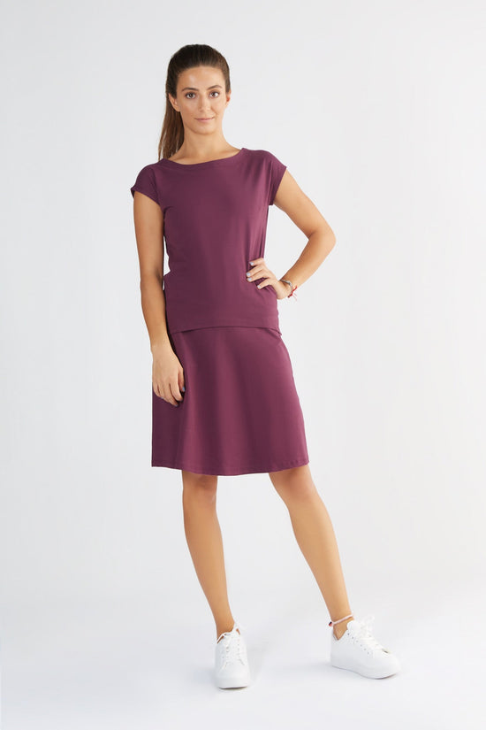 Leela Cotton 1261-028 | Damen Blusen-Shirt - Aubergine Nur noch ein Tag übrig