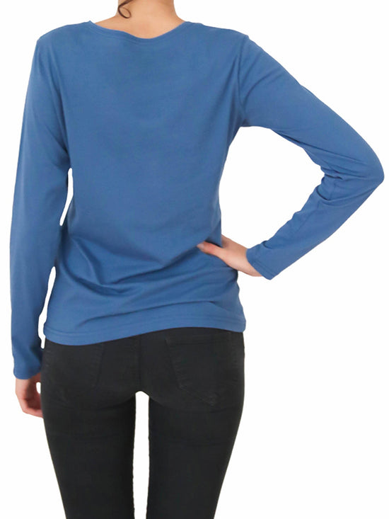 Leela Cotton 1251-05 | Damen Langarmshirt - Denimblau Riesige Rabatte