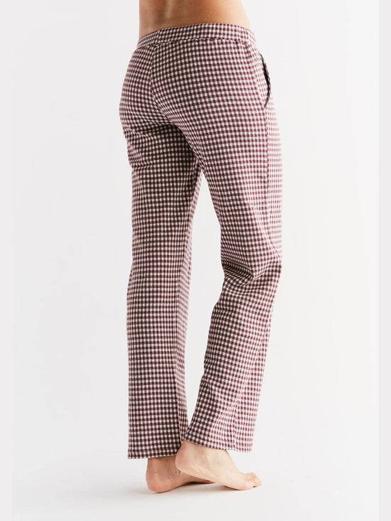 Leela Cotton 1455-01 | Damen Homewear-Hose kariert - Aubergine-Natur Kostenloser Versand international