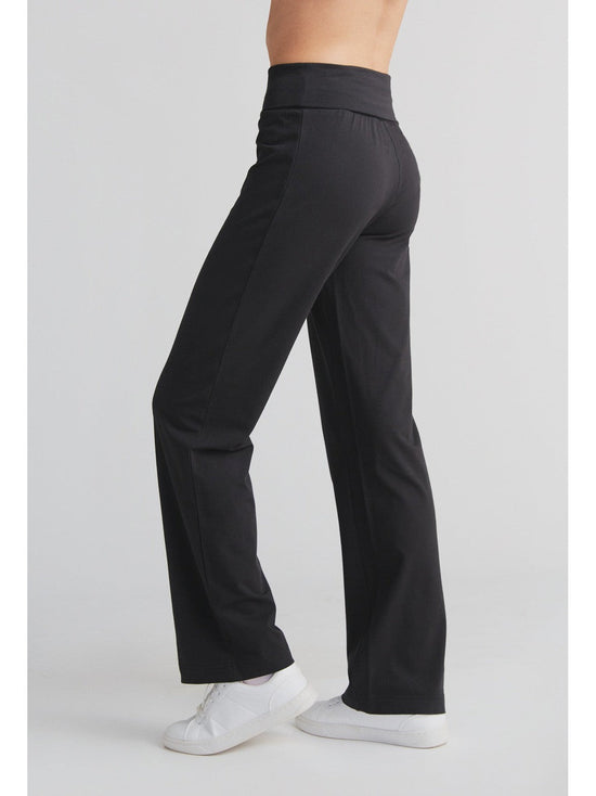 Leela Cotton 1726-021 | Damen Hose mit Umschlagbund - Schwarz Fabrikladen