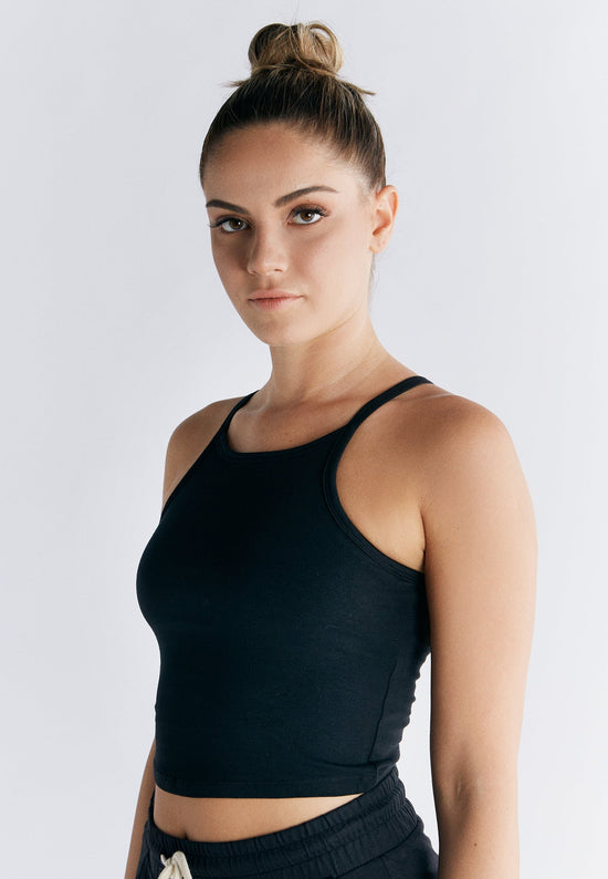 Leela Cotton 1217-021 | Crop-Top - Schwarz Rabatte dieses Monats