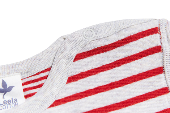 Leela Cotton 2460 | Baby Wendelangarmshirt - Grau-Ziegelrot Blitzverkäufe