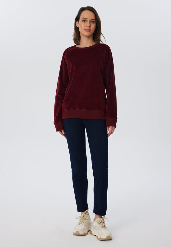 Leela Cotton 1278-030 | Damen Cord Sweatshirt - Bordeaux Versandkostenfrei