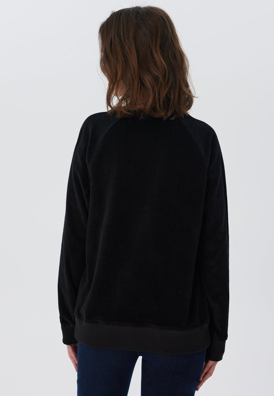 Leela Cotton 1278-021 | Damen Cord Sweatshirt - Schwarz Flash Sale