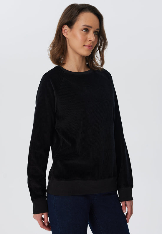 Leela Cotton 1278-021 | Damen Cord Sweatshirt - Schwarz Flash Sale