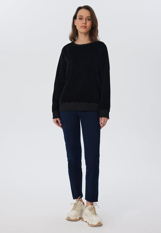 Leela Cotton 1278-021 | Damen Cord Sweatshirt - Schwarz Flash Sale