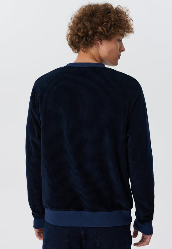 Leela Cotton 2232-045 | Herren Cord Sweatshirt - Nachtblau Exklusivangebot
