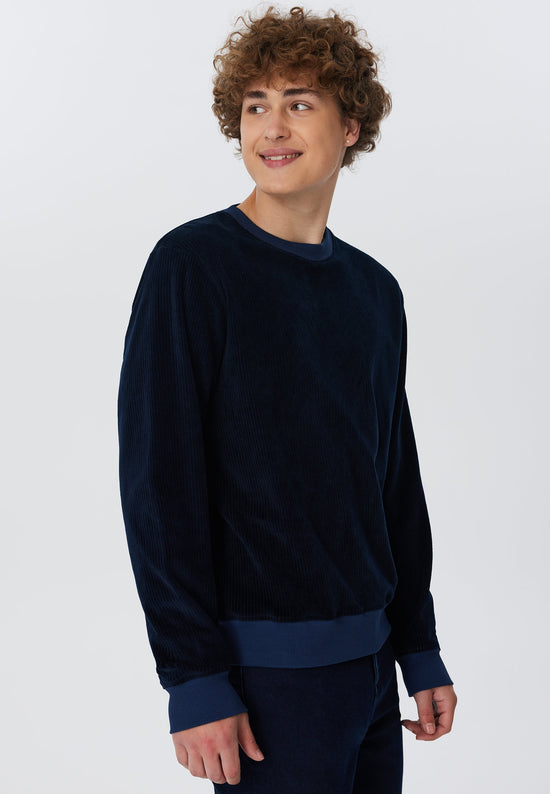 Leela Cotton 2232-045 | Herren Cord Sweatshirt - Nachtblau Exklusivangebot