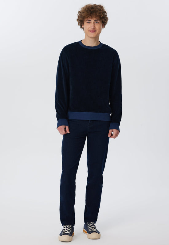 Leela Cotton 2232-045 | Herren Cord Sweatshirt - Nachtblau Exklusivangebot