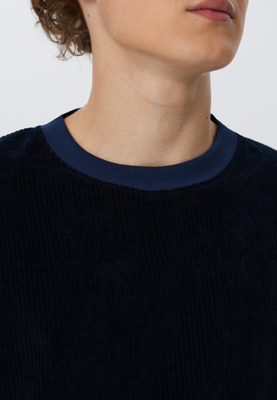 Leela Cotton 2232-045 | Herren Cord Sweatshirt - Nachtblau Exklusivangebot