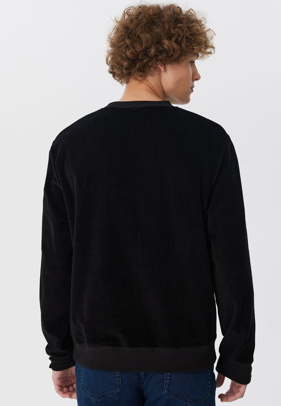 Leela Cotton 2232-021 | Herren Cord Sweatshirt - Schwarz Preisnachlass