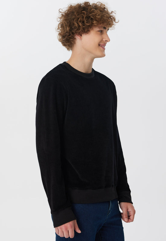 Leela Cotton 2232-021 | Herren Cord Sweatshirt - Schwarz Preisnachlass