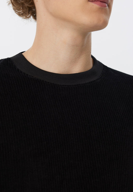 Leela Cotton 2232-021 | Herren Cord Sweatshirt - Schwarz Preisnachlass
