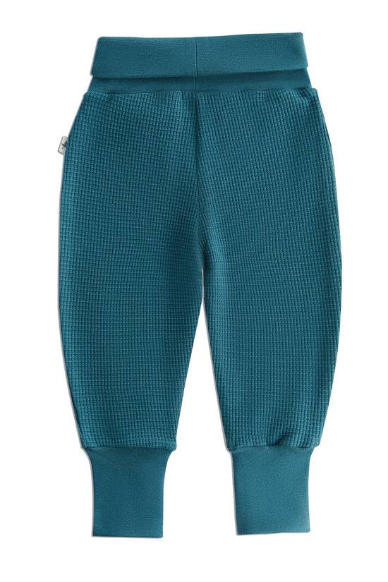 Leela Cotton 2869 TN | Waffel Strick Babyhose breiter Bund - Tanne JETZT KAUFEN