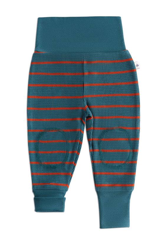 Leela Cotton 2869 WS | Waffel Strick Babyhose breiter Bund - Tanne/Tabasco