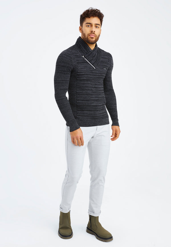 Leif Nelson Strickpullover Feinstrick mit Schalkragen Fabrik Onlineshop
