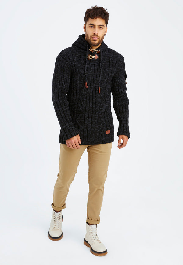 Leif Nelson Strickpullover Grobstrick mit Kapuze Saisonschlussverkauf