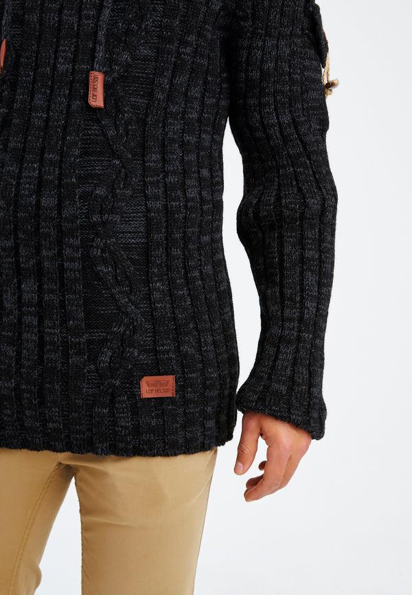 Leif Nelson Strickpullover Grobstrick mit Kapuze Saisonschlussverkauf