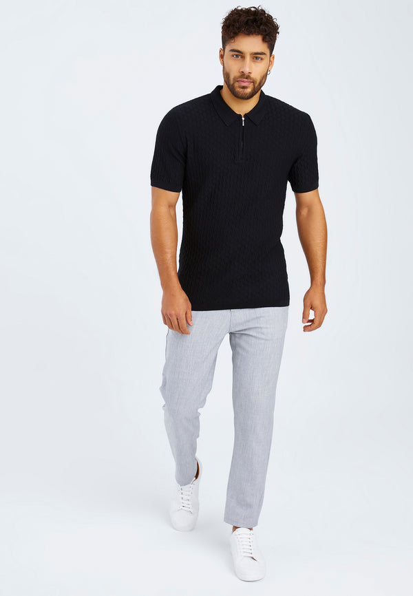 Leif Nelson Polo-Shirt Feinstrick mit Reißverschluss Vatertagsangebot