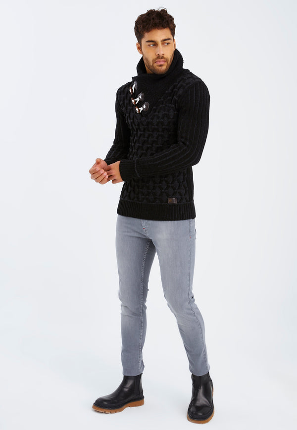 Leif Nelson Strickpullover Grobstrick mit Schalkragen Heißer Verkauf