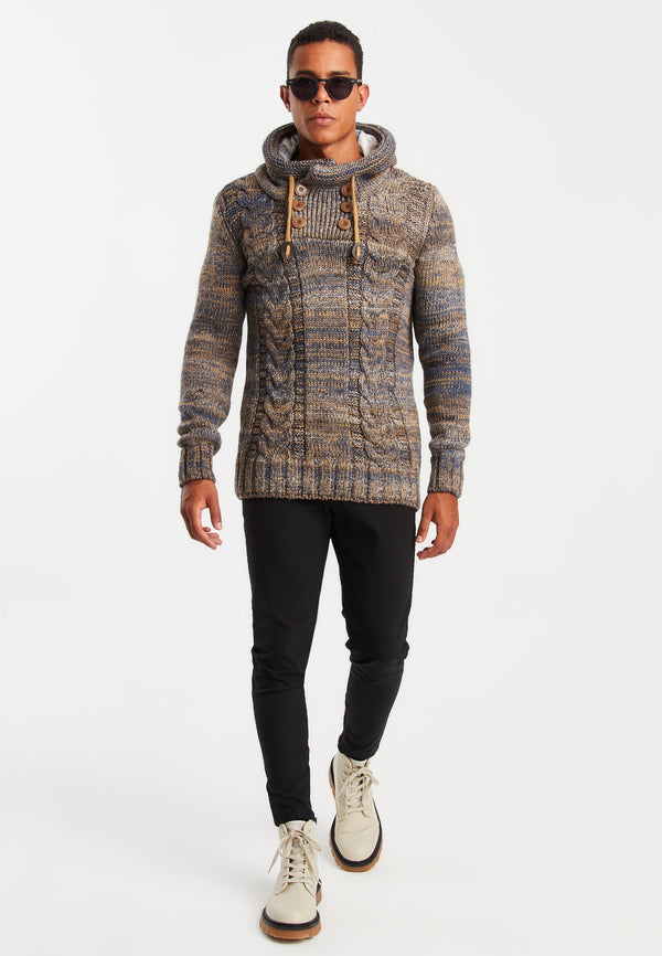 Leif Nelson Strickpullover Grobstrick mit Kapuze Tägliche Deals