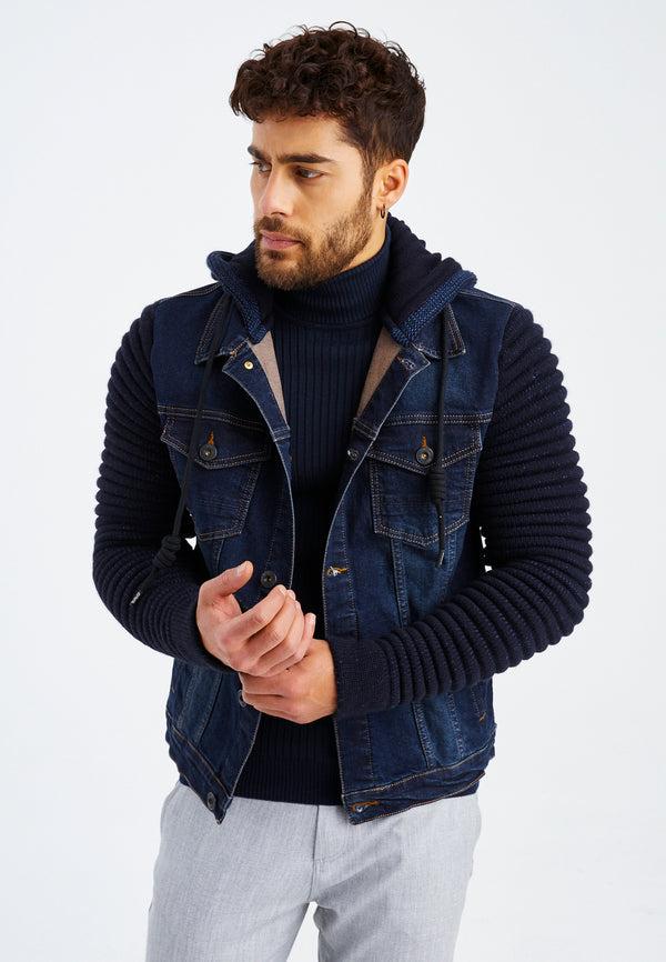 Leif Nelson Jeans-Jacke Kapuze 50% Rabatt mit kostenlosem Versand