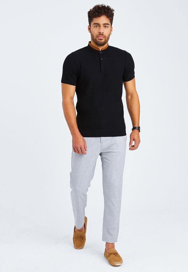 Leif Nelson T-Shirt Feinstrick mit Stehkragen Clearance-Verkauf