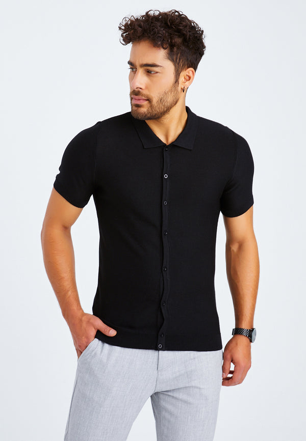 Leif Nelson Hemd Feinstrick Kurzarm Black Friday Preise