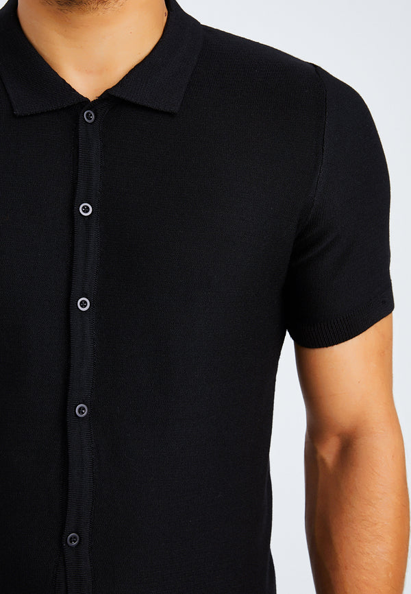 Leif Nelson Hemd Feinstrick Kurzarm Black Friday Preise